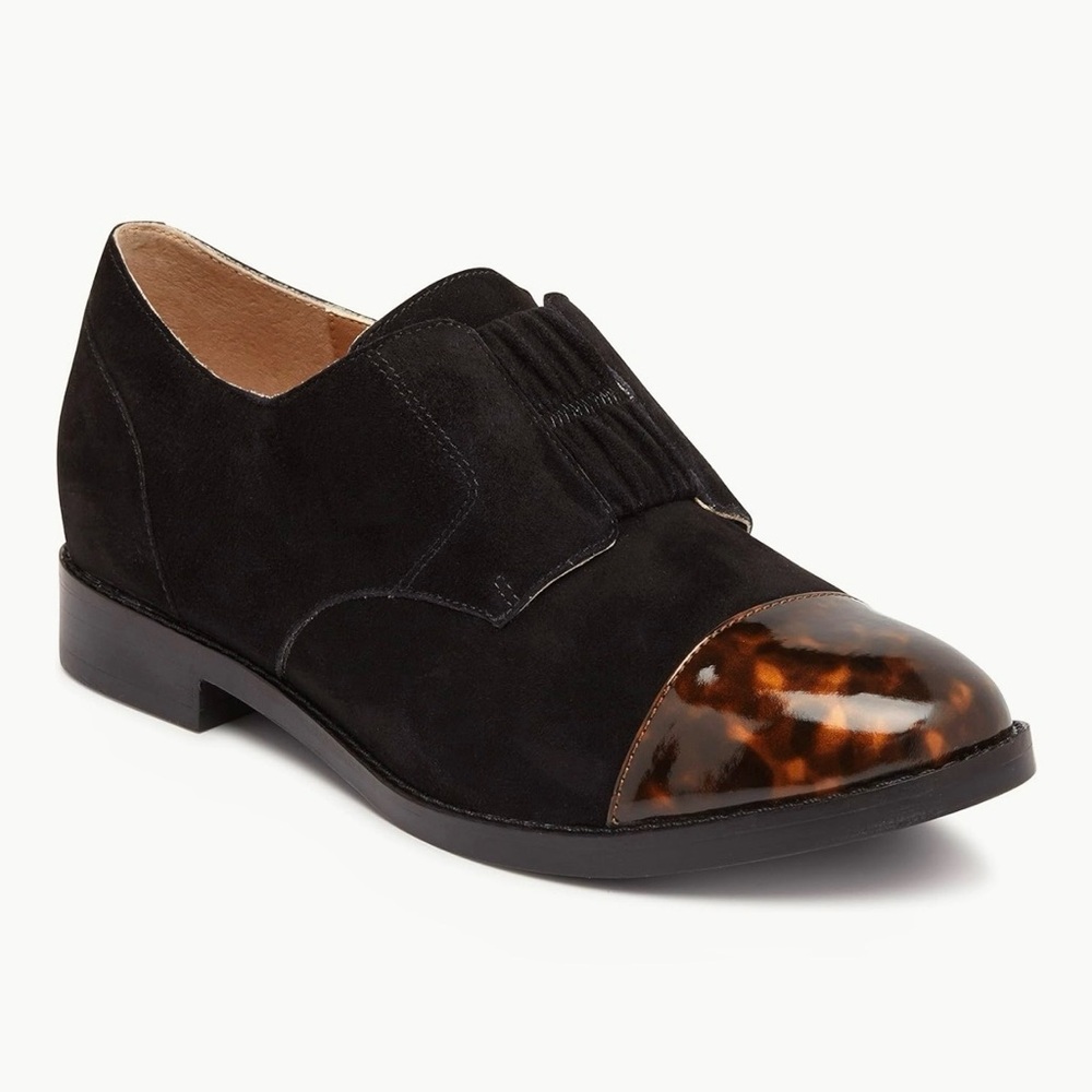 Vionic Black Suede Loafer with Tortoiseshell Cap Toe